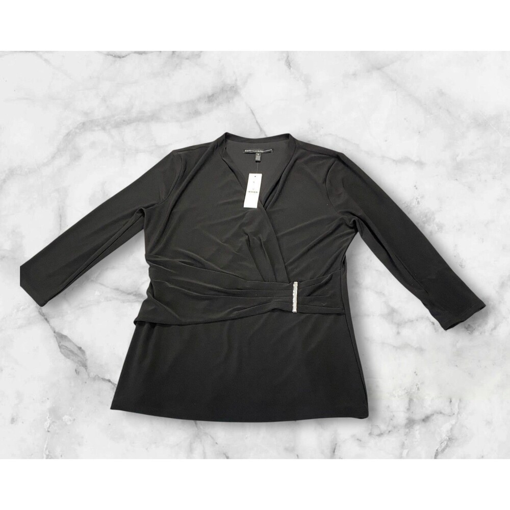 White House Black‎ Market 3/4 Sleeve Top Women's Medium Black MSRP: $69